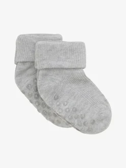 Baby rib sock m. ABS (2-pack) - Light Grey