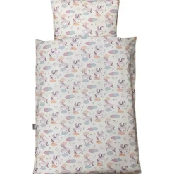 Baby sengelinned, dess. 1329 hvide unicorns m/ farver