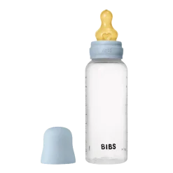 BIBS Baby Flaske Rund Latex 1 pack 270 ml Medium Flow Baby Blue