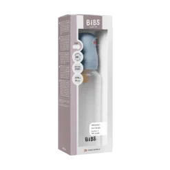 BIBS Baby Flaske Rund Latex 1 pack 270 ml Medium Flow Baby Blue
