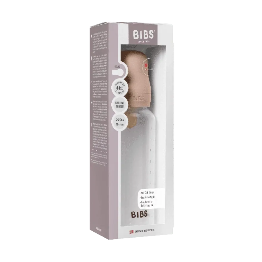BIBS Baby Flaske Rund Latex 1 pack 270 ml Medium Flow Blush
