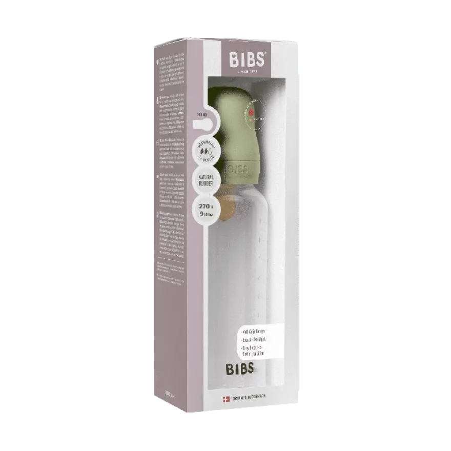 BIBS Baby Flaske Rund Latex 1 pack 270 ml Medium Flow Sage