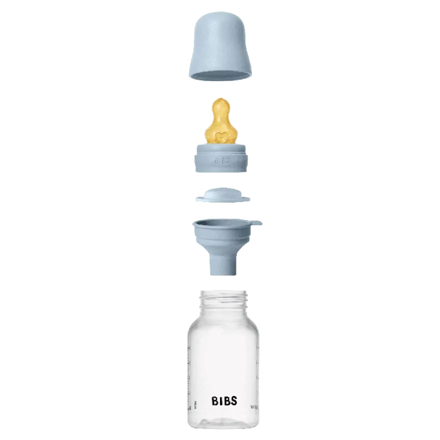 BIBS Baby Flaske Rund Latex 1 pack 150 ml Slow Flow Baby Blue