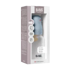 BIBS Baby Flaske Rund Latex 1 pack 150 ml Slow Flow Baby Blue