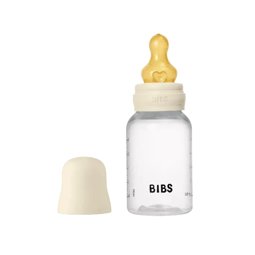 BIBS Baby Flaske Rund Latex 1 pack 150 ml Slow Flow Ivory