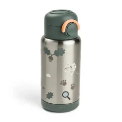 Done by Deer Isolerende flaske med sugerør Tiny trails 340 ml - grøn