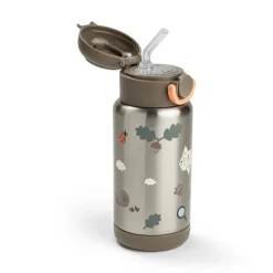 Done by Deer Isolerende flaske med sugerør Tiny trails 340 ml - sand
