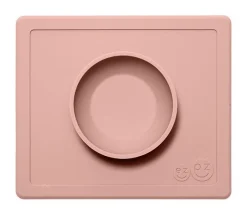 Ezpz dækkeserviet og skål i ét - Happy Bowl - Støvet Rosa