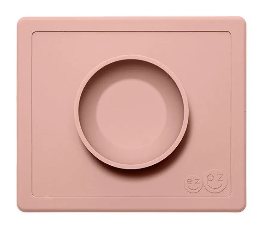 Ezpz dækkeserviet og skål i ét - Happy Bowl - Støvet Rosa
