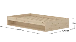 Flexa Grow gulvseng med hylde - 125,5x204cm