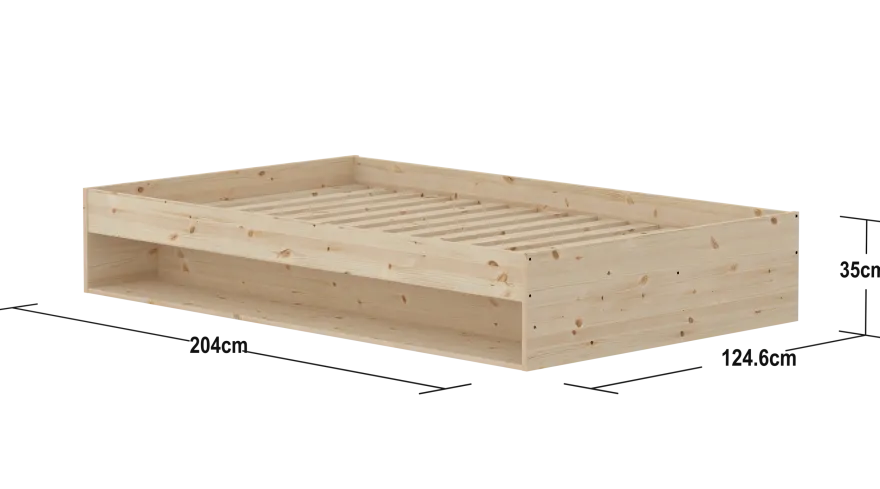 Flexa Grow gulvseng med hylde - 125,5x204cm