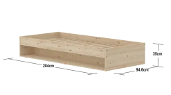 Flexa Grow gulvseng med hylde - 94,6x204cm