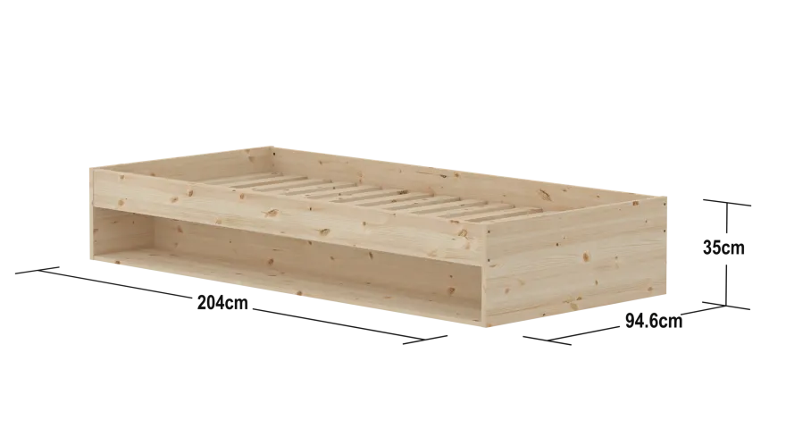Flexa Grow gulvseng med hylde - 94,6x204cm