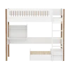 FLEXA NOR Casa Højseng med crossbar sengehest, stige, skriveborg og gæsteseng 90x200 cm- Hvid/eg