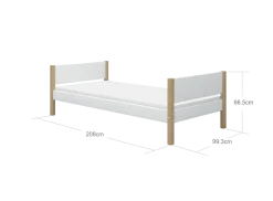 FLEXA NOR Enkeltseng 90x200 cm - Hvid/eg