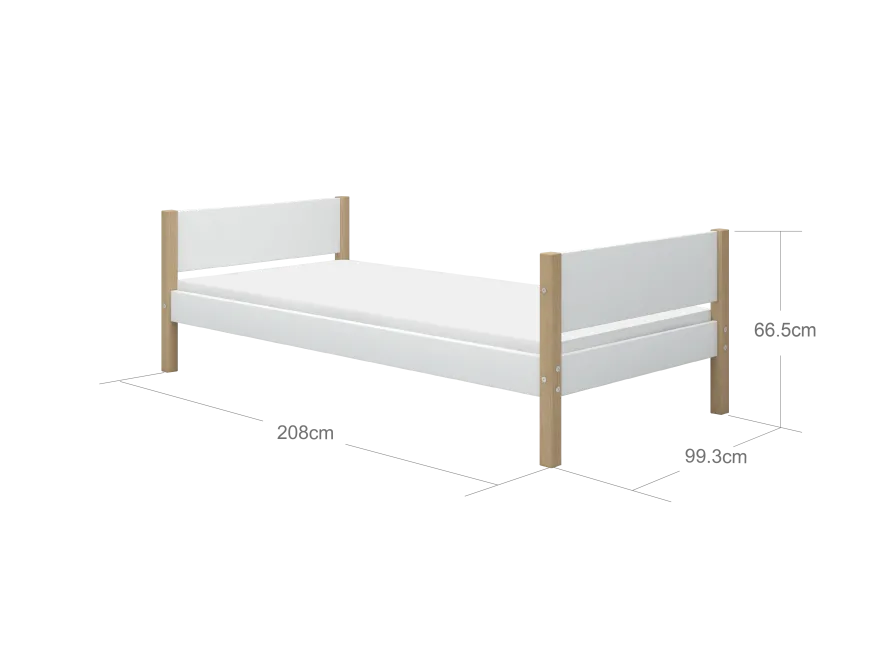 FLEXA NOR Enkeltseng 90x200 cm - Hvid/eg