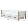 FLEXA NOR Enkeltseng 90x200 cm m. baggavl incl. 2 udtræksskuffer - Hvid/eg
