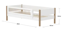 FLEXA NOR Enkeltseng 90x200 cm m. crossbar sengehest - Hvid/eg
