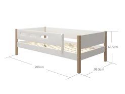 FLEXA NOR Enkeltseng 90x200 cm m. cut out sengehest - Hvid/eg