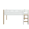 FLEXA NOR Halvhøj seng 120 cm med stige og cut out sengehest 90x200 cm - Hvid/eg