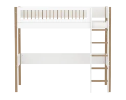 FLEXA NOR Højseng 184 cm med stige og crossbar sengehest 90x200 cm - Hvid/eg