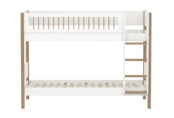 FLEXA NOR Køjeseng 154 cm med stige og crossbar sengehest 90x200 cm - Hvid/eg