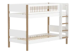 FLEXA NOR Køjeseng 154 cm med stige og crossbar sengehest 90x200 cm - Hvid/eg