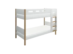 FLEXA NOR Køjeseng 154 cm med stige og cut out sengehest 90x200 cm - Hvid/eg