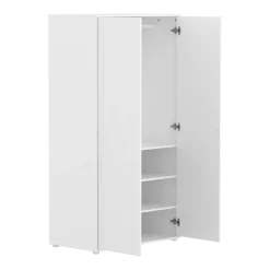 Flexa Saga Garderobeskab 200x100x55 Hvid riller/Hvide ben og greb
