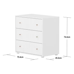 Flexa Saga Kommode74x75,5x45 Hvid riller/Egetræsgreb