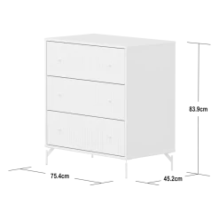 Flexa Saga Kommode 84x75,5x45 Hvid riller/Hvide ben og greb