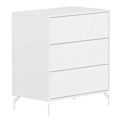Flexa Saga Kommode 84x75,5x45 Hvid riller/Hvide ben og greb