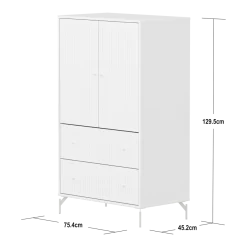 Flexa Saga Skab 129,5x75,5x45 Hvid riller/Hvide greb og ben