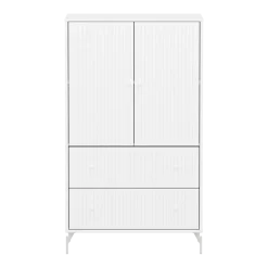 Flexa Saga Skab 129,5x75,5x45 Hvid riller/Hvide greb og ben