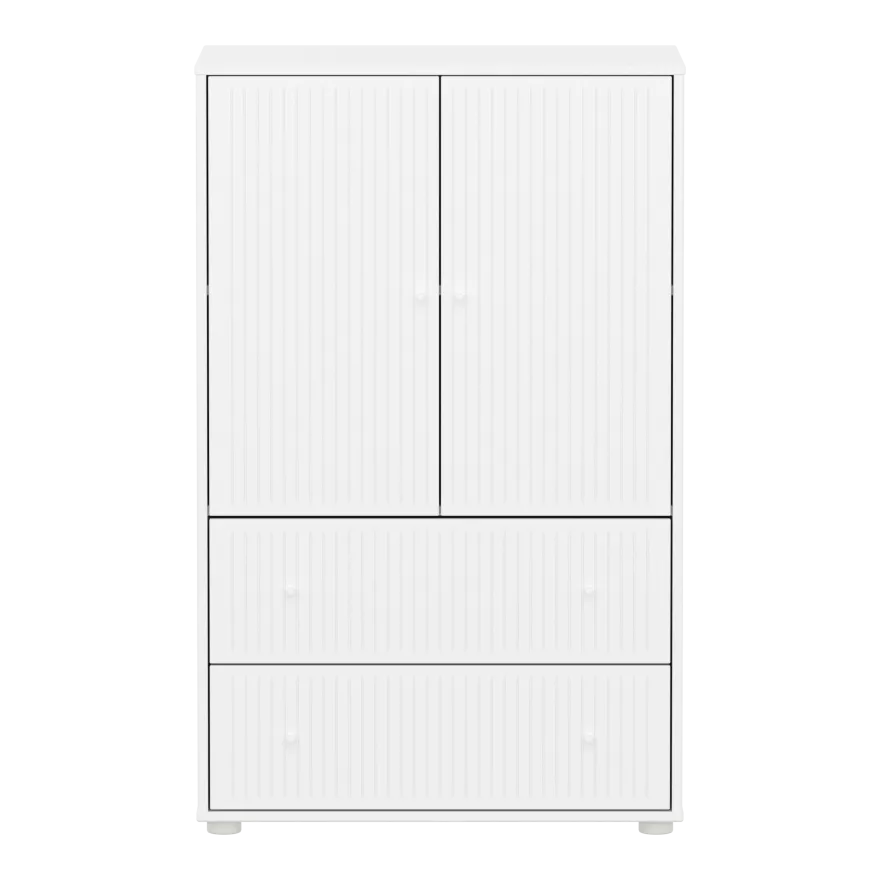 Flexa Saga Skab 120x75,5x45 Hvid riller/Hvid greb