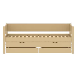 FLEXA WHITE Enkeltseng 90x200 cm m. baggavl incl. 2 skuffer og udtræksseng - Sand
