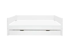 FLEXA WHITE Enkeltseng 90x200 cm m. baggavl incl. Udtræksseng - Hvid/eg