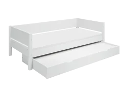 FLEXA WHITE Enkeltseng 90x200 cm m. baggavl incl. Udtræksseng - Hvid/eg