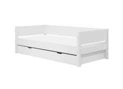 FLEXA WHITE Enkeltseng 90x200 cm m. baggavl incl. Udtræksseng - Hvid/eg