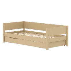 FLEXA WHITE Enkeltseng 90x200 cm m. baggavl incl. Udtræksseng - Sand/eg