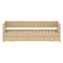 FLEXA WHITE Enkeltseng 90x200 cm m. baggavl incl. Udtræksseng - Sand/eg