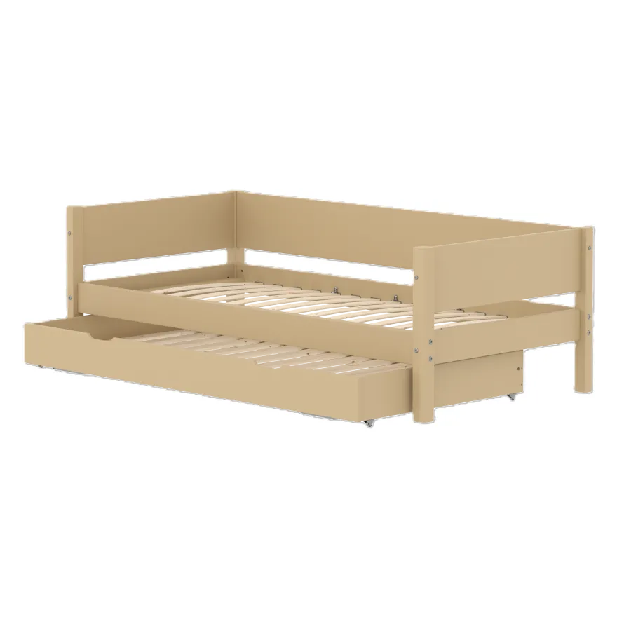 FLEXA WHITE Enkeltseng 90x200 cm m. baggavl incl. Udtræksseng - Sand/eg