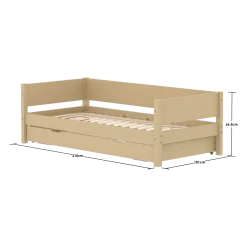 FLEXA WHITE Enkeltseng 90x200 cm m. baggavl incl. Udtræksseng - Sand/eg