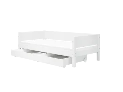 FLEXA WHITE Enkeltseng 90x200 cm m. baggavl incl. 2 udtræksskuffer - Hvid