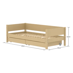 FLEXA WHITE Enkeltseng 90x200 cm m. baggavl incl. 2 udtræksskuffer - Sand