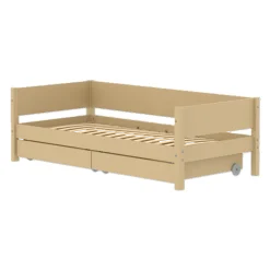 FLEXA WHITE Enkeltseng 90x200 cm m. baggavl incl. 2 udtræksskuffer - Sand