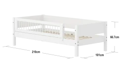 FLEXA WHITE Enkeltseng 90x200 cm m. crossbar sengehest - Hvid
