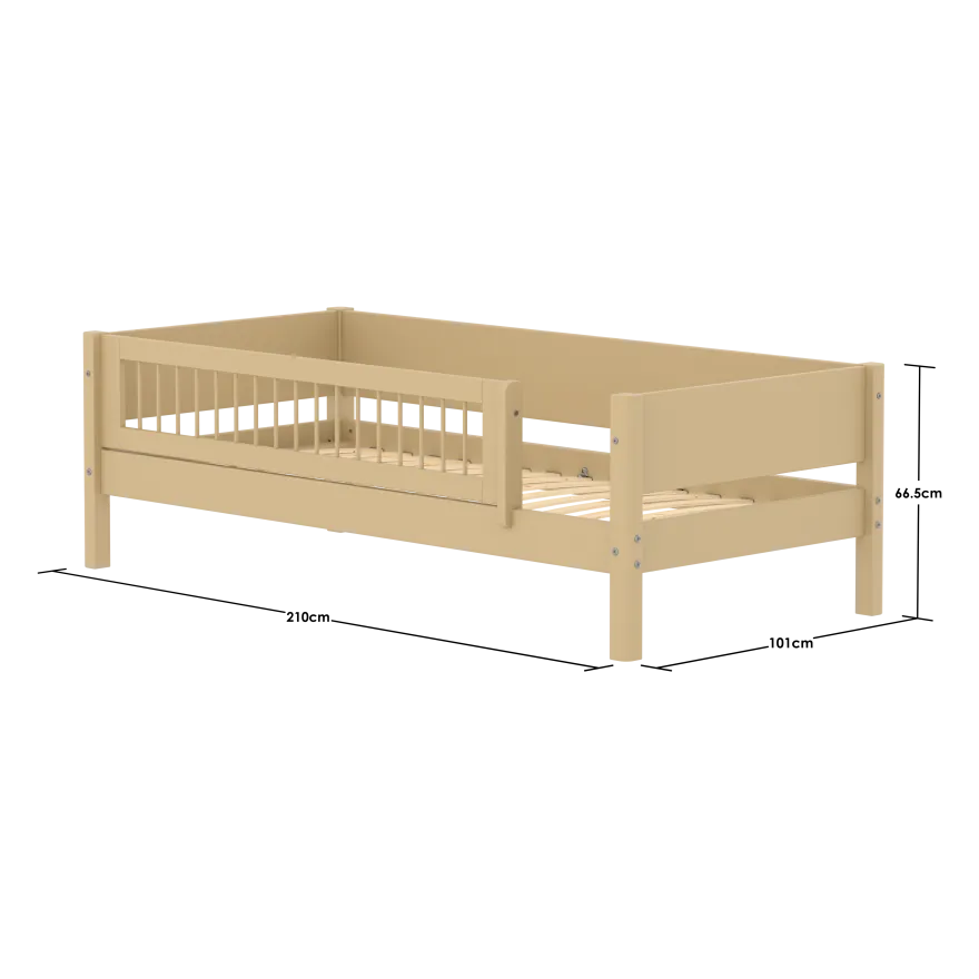 FLEXA WHITE Enkeltseng 90x200 cm m. crossbar sengehest - Sand