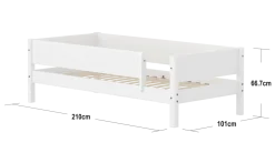 FLEXA WHITE Enkeltseng 90x200 cm m. grooves sengehest - Hvid