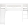 FLEXA WHITE Halvhøj seng 120 cm med rutchebane, skrå stige og crossbar sengehest 90x200 cm - Hvid